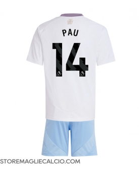 Aston Villa Pau Torres #14 Maglia Gara Trasferta Repliche 2024-25 Bambino